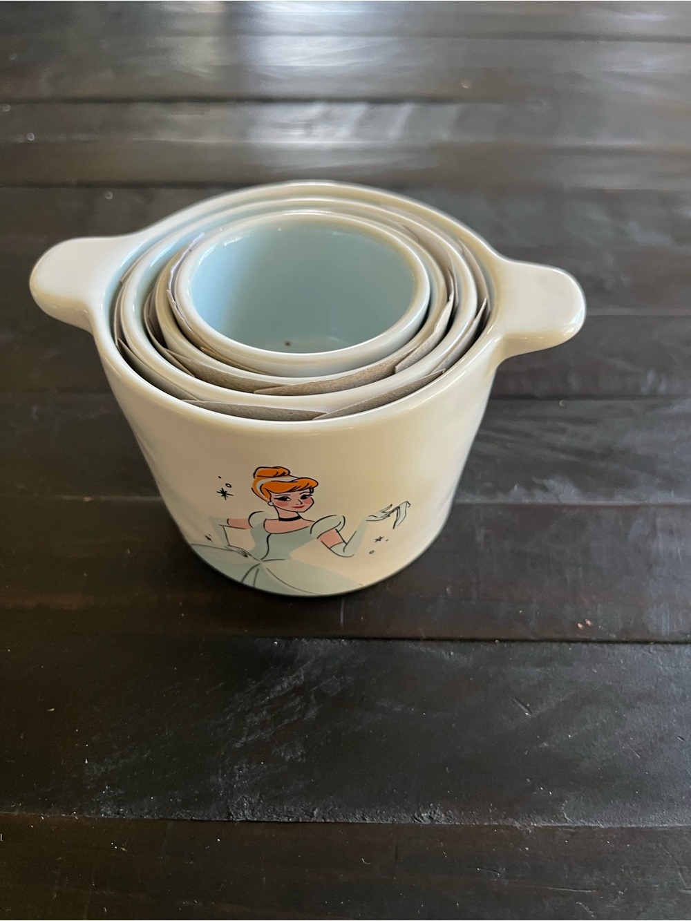NWOT Rae Dunn Cinderella Nested Measuring Cups - Light Blue & Cream